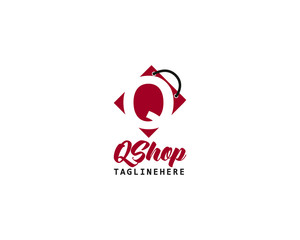 QShop awesome letter Q Shopping Logo Design Template Vector