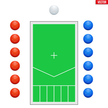 Sport Boccia field and equipment by athletes with severe physical disabilities. Paralympic sport discipline with balls. Vector Illustration isolated on white background.