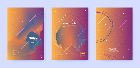 Gradient Flow Shapes. Night Party Template. 