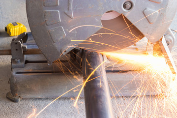 Cutting steel with a cutter causes sparks which are dangerous.