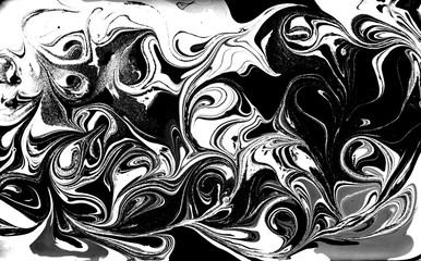 Black and white abstract background. Liquid marble pattern. Monochrome texture.