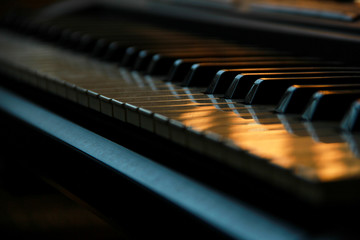 Details of a keyboard under a smooth light
