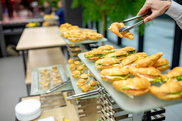 Catering service. Served table with snacks at event