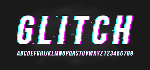 glitch style font letter for game interface and futuristic typography - obrazy, fototapety, plakaty