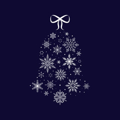 Snowflake bell. Christmas and New Year. Vector illustration. Flat design