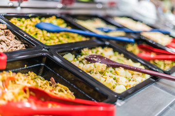 Fresh vegetable salads and meals in restaurant buffet