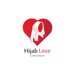 Hijab Love logo vector icon design template-vector