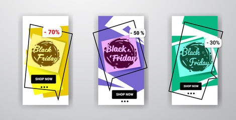 set big sale banners black friday special offer promo marketing holiday shopping concept advertising campaign online mobile app horizontal vector illustration