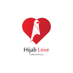 Hijab Love logo vector icon design template-vector
