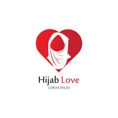 Hijab Love logo vector icon design template-vector