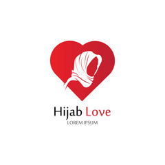 Hijab Love logo vector icon design template-vector