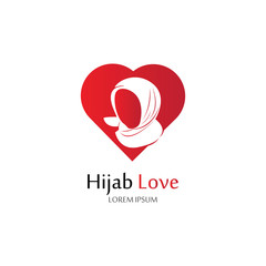 Hijab Love logo vector icon design template-vector