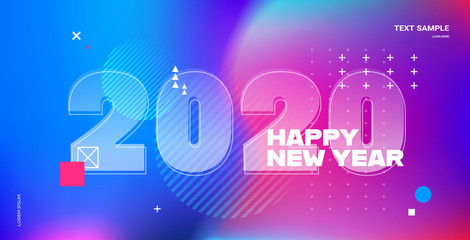 2020 happy new year merry christmas poster holiday celebration concept greeting card flat horizontal copy space vector illustration