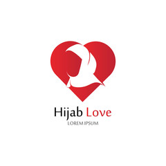 Hijab Love logo vector icon design template-vector