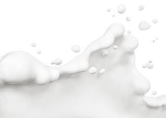 Splash of milk, splash of yogurt abstract background, 3d rendering
