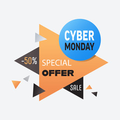 cyber monday big sale sticker advertisement special offer concept holiday online shopping discount banner vector illustration