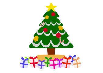 クリスマスツリーとプレゼントのイラスト3b_A3