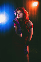 Naklejka premium Glamorous Woman In Red Dress