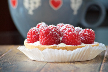 cake with raspberries