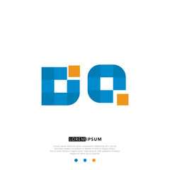 DQ D Q Logo Monogram with Blue and yellow Colors. modern letter logo design