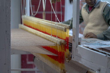 Wool weaving handloom textile factory from North India