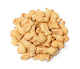 A pile of cracker cookies isolated on a white