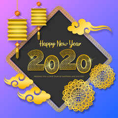 New year greeting illustration with chinese culture style