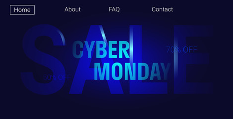cyber monday banner big sale advertisement online template special offer concept holiday shopping discount poster horizontal vector illustration
