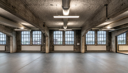 Interior of a former factory that has been restored.