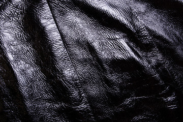 Close-up of a black leather texture background.