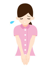 謝罪をする女性看護士_ポーズb