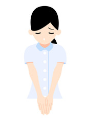 謝罪をする女性看護士_ポーズ9h
