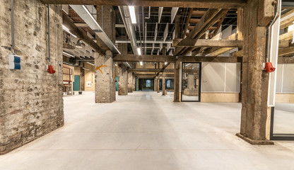 Interior of a former factory that has been restored.