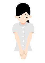 謝罪をする女性看護士_ポーズ9i