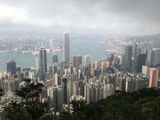 Fototapeta na wymiar Hong Kong skyscrapers city view from Victoria peak