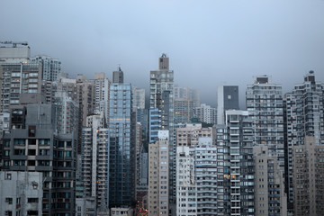 Hong Kong skyscrapers city view from rooftop