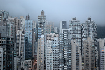 Hong Kong skyscrapers city view from rooftop
