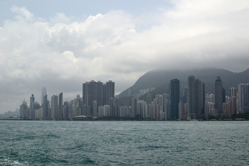 Fototapeta premium Hong Kong skyscrapers city view from the sea