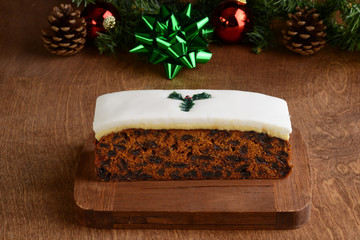 fruitcake on a wood cutting board