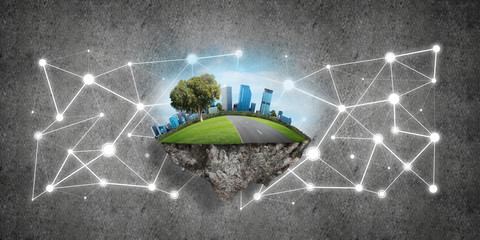 Concept of modern networking technologies and eco green construction