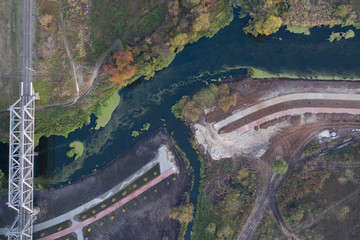 Environmental damage. Construction of a park on the river bank.