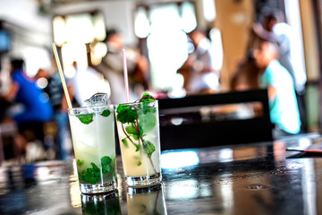 Mojito cocktail in a bar in Cuba / Havana