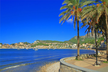 Picturesque bay of Porto Cristo on the island of Palma de Mallorca.
