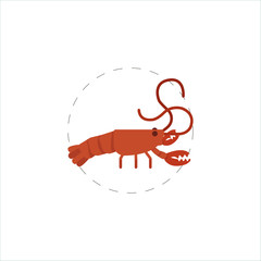 Crayfish colorful vector flat icon