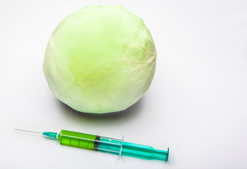 nitrate syringe cabbage white background 