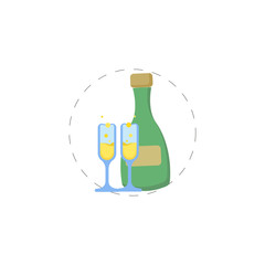 wedding champagne flat vector icon