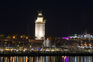 Fototapeta na wymiar Lighthouse in Malaga's port. Spain.