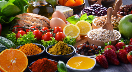 Assorted organic food products on the table