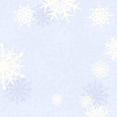 Greeting Card decorations vector illustration. Blurred christmas background - snowflakes