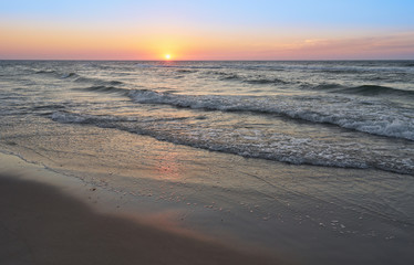 Beautiful summer sunset over Baltic sea.